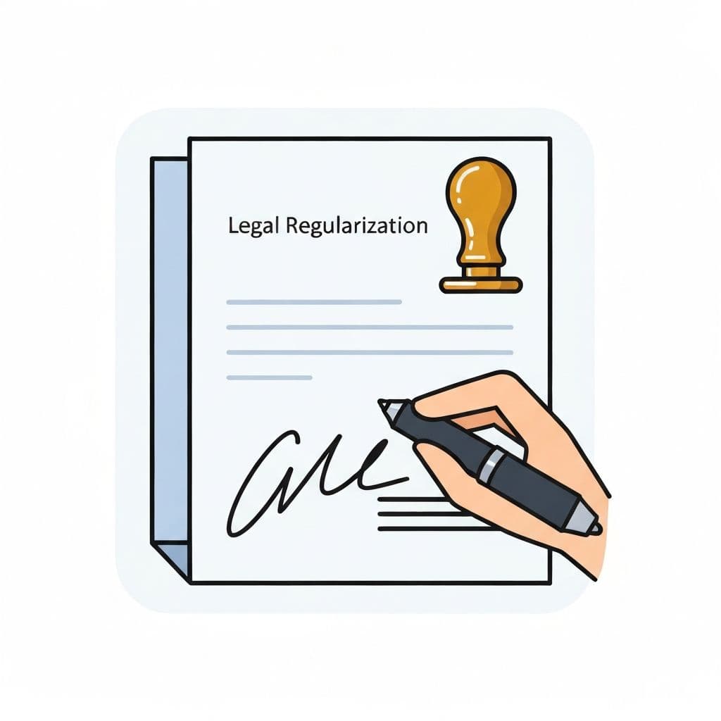 Documento de regularización siendo firmado